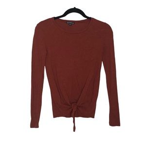 J. CREW MERCANTILE | Rust Brown Orange Tie Front Long Sleeve Shirt